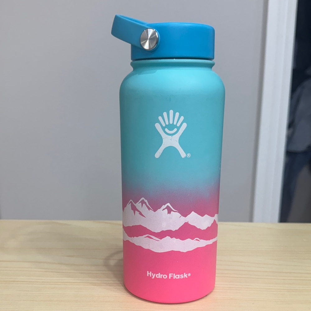 Hydro Flask Mountain Design in Blue and Pink